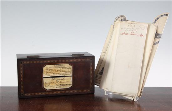 Masonic Interest. A Victorian inlaid mahogany alms box,